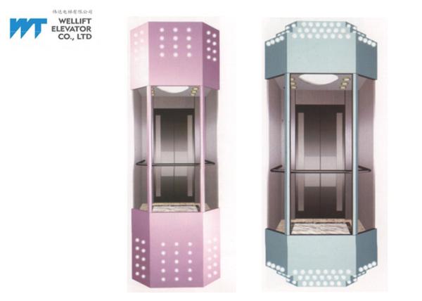 Diamond Shape Panoramic Glass Elevator 180 Degree Sightseeing For Hotel /