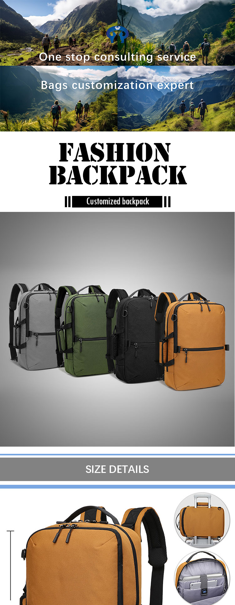 Multifunctional Laptop Travel Backpack Outdoor Hiking Backpacks Unisex OEM