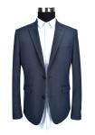 Full Length Mens Slim Fit Suit Blazer Two Button Jacket Navy Elastic Adults