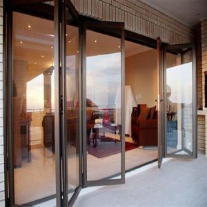 Wholesale Exterior Frameless Bifold Commercial Aluminum Glass Doors Folding Type With Hardware from china suppliers