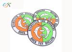 Bulk Design Round Woven Label Patch Custom Made Club Name Logo In Clothing