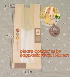 Wholesale OPP Window Paper Bags, opp paper bags, Custom printed French bread packaging kraft paper bags with window, Take away from china suppliers