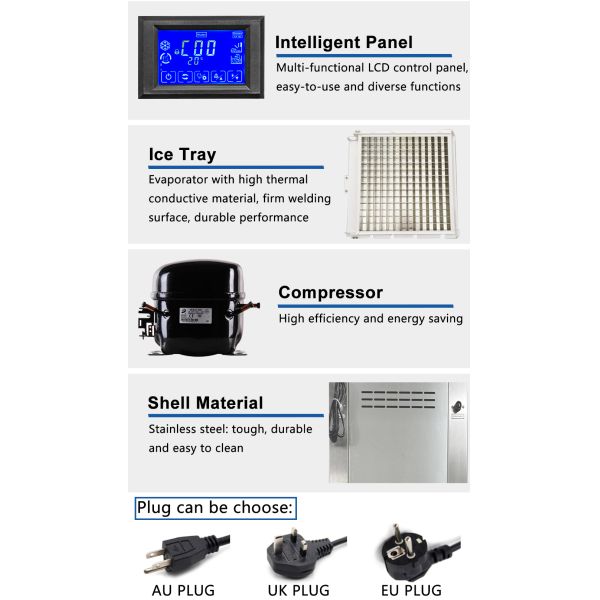 Stainless Steel Ice Cube Maker Machine 300kg/24 Hours Ice Making Capacity for Home and Commercial
