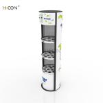 3-Tiers White Graphics Beverage Kiosk Displays Shelf Design