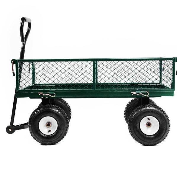 500LBS Yardworks Mesh Garden Cart Wagon Green and Heavy-Duty for Rubbish
