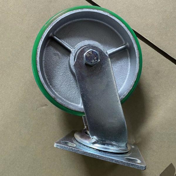6 Inch Green Polyurethane Wheels 450kg Swivel Cast Iron PU Trolley Wheel Casters