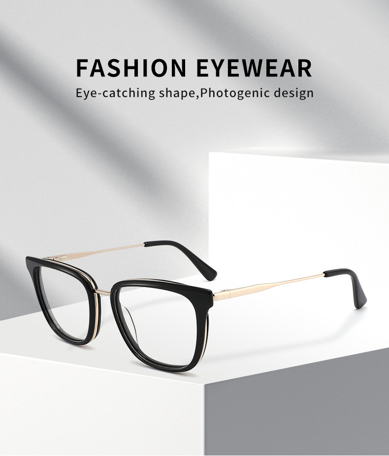 Customize Logo Acetate Metal Glasses Frames , Cateye Clear Glasses For Women