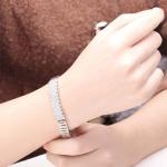 925 Silver Silver Link Bracelet Clear Cubic Zircon Tennis Bracelet (YAQS005)