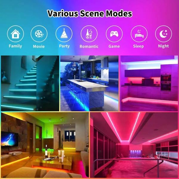 Holiday Light 12V 5M Rgb Wifi Waterproof Remote Controlled Smart Strip Lights