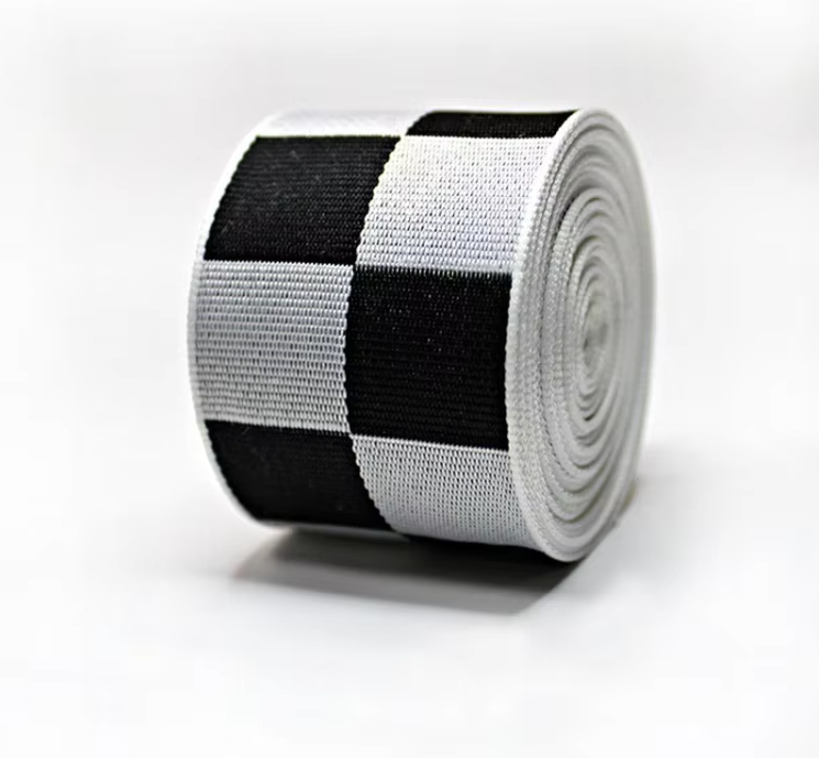 Polyester Jacquard Ribbon Bag Strap Factory Customizable 3.8cm Two-Color Black White Plaid Herringbone for Garment Accessories