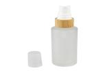 Frost Glass Empty Lotion Jars , Nail Polish Cosmetic Glass Bottles With Bamboo