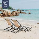 Outdoor Folding Beach Sling Chairs Set, Aluminum Patio Lounge Chair, Portable