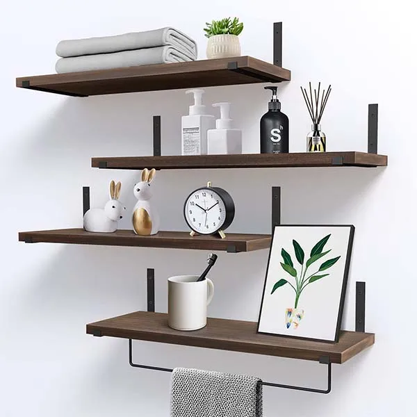 Medium Duty Wall Mounted Storage Shelves Rustic Wood Floating Shelves