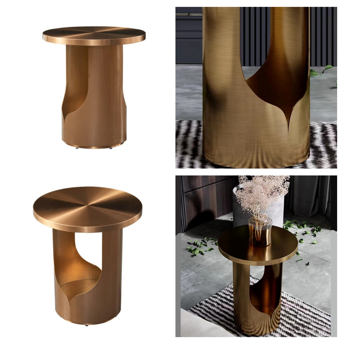 Minimalist Nordic Style Side Table , Brushed Nordic Round Coffee Table