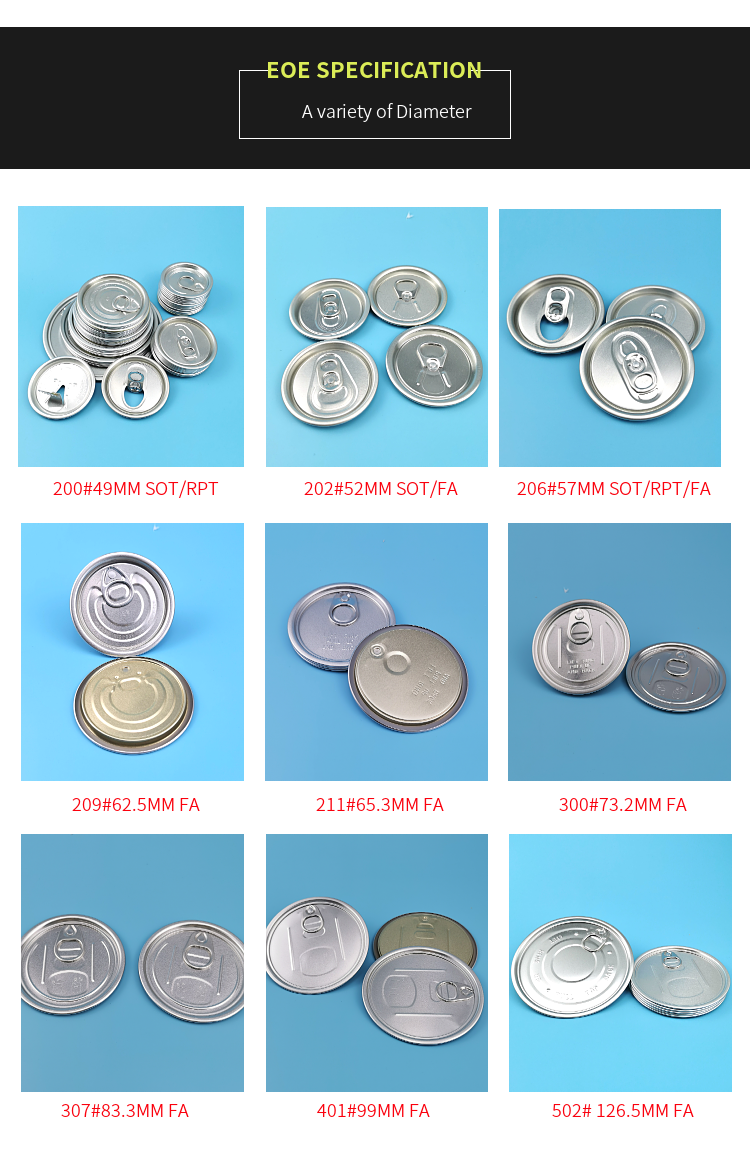 57mm 49mm EOE Easy Open End Juice Beer Can Cover