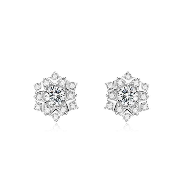 New Snowflake Shape Design 18k Lab Grown Diamond Earrings Jewelry NGTC Certified