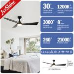 High Airflow 52" Black LED Ceiling Fan with 10- and Metal Plastic Lamp Body