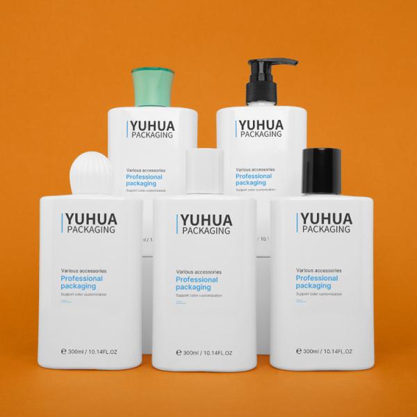 250ml 300ml Plastic Shampoo Bottle PET Flat Shoulder Square Bottle Press Lotion
