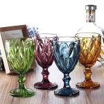 Embossed vintage style pink goblets impressioned glass colored goblet for event
