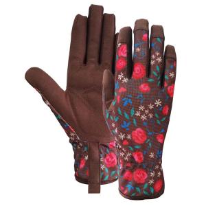 Wholesale Tight Fitting Gardening Work Gloves Synthetic Leather Spandex Floral Printing from china suppliers