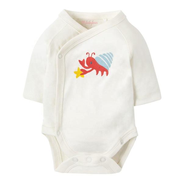 Custom Embroidery Baby Long Sleeve Rompers organic cotton knitted newborn baby