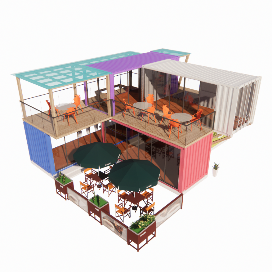 Easy Assembly and Disassembly 20ft/40ft Modular Prefab Storage Shipping Container Homes Bar with Aluminum Alloy Windows