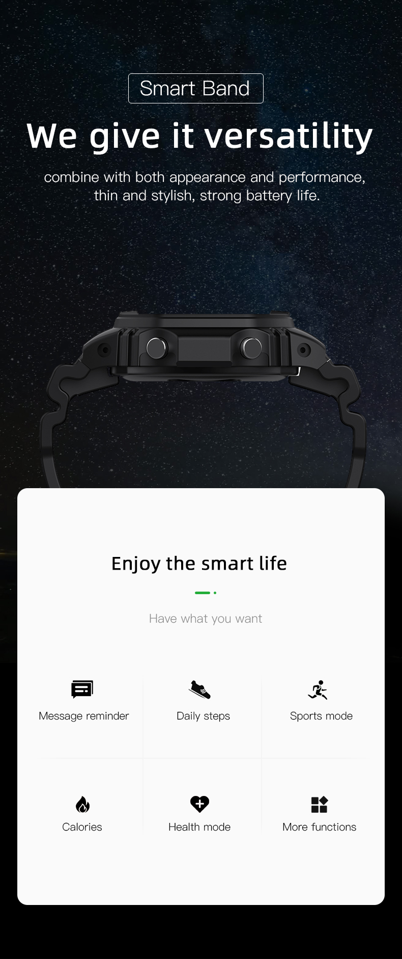SDK Silicone Strap Smart Watch 0.96TFT Health Monitor Wrist Modify APP Customized Smart Watch