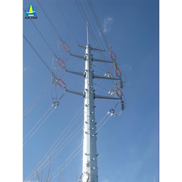 110 Kv Tower Galvanized Flanged Big Power Line Towers Single Tube Transmission Line Monopole Tower