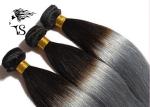 Silky Straight Black To Silver Ombre Hair Extensions 8A Chinese Human Hair Weave