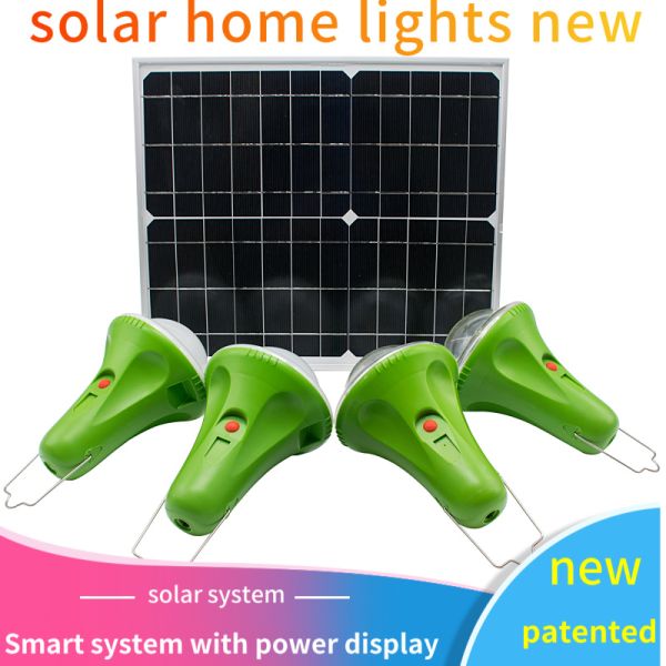 30W 25W Solar Home Lighting System with 4PCS LED Lamps Build-in 5200mAh Solar Lamps