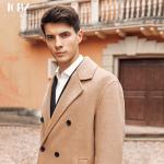 Short and Medium Cashmere Coat with Double-Sided Woolen Suit Collar Handsome Men