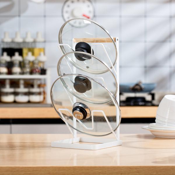 Kitchen Organiser 3 Tier Kitchen Cookware Cover Shelf Metal Multifunctional Pot