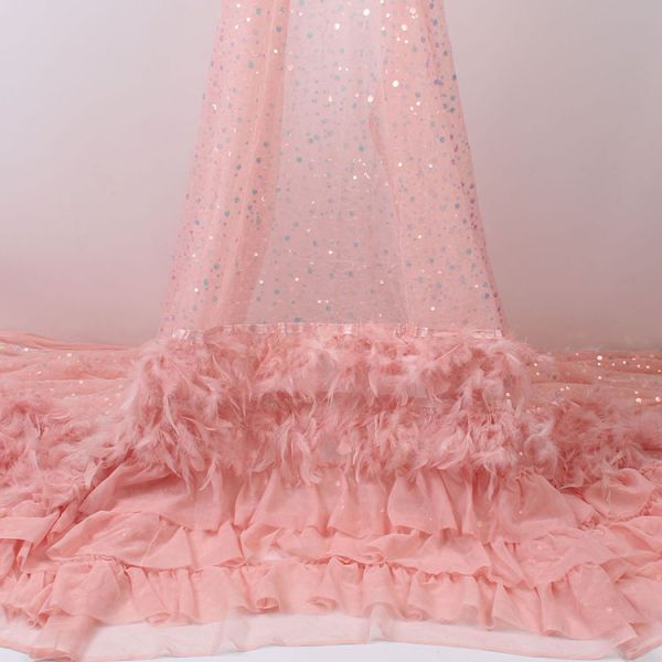 tela de lentejuelas stocks available sequin faux beaded trimming feather fabric bohomeian backdrop ostrich feather fabri