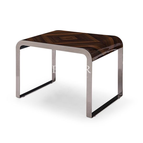 High Gloss Veneer Top Metal Frame End Table W010H3C