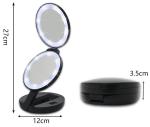 Round Tri Folding Travel Mirror, led magnifying mirror, travel lighted makeup