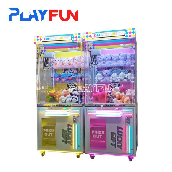PlayFun Indoor Cheap Arcade Games Transparent Claw Machine New Design Claw Crane Machine for Video Game City