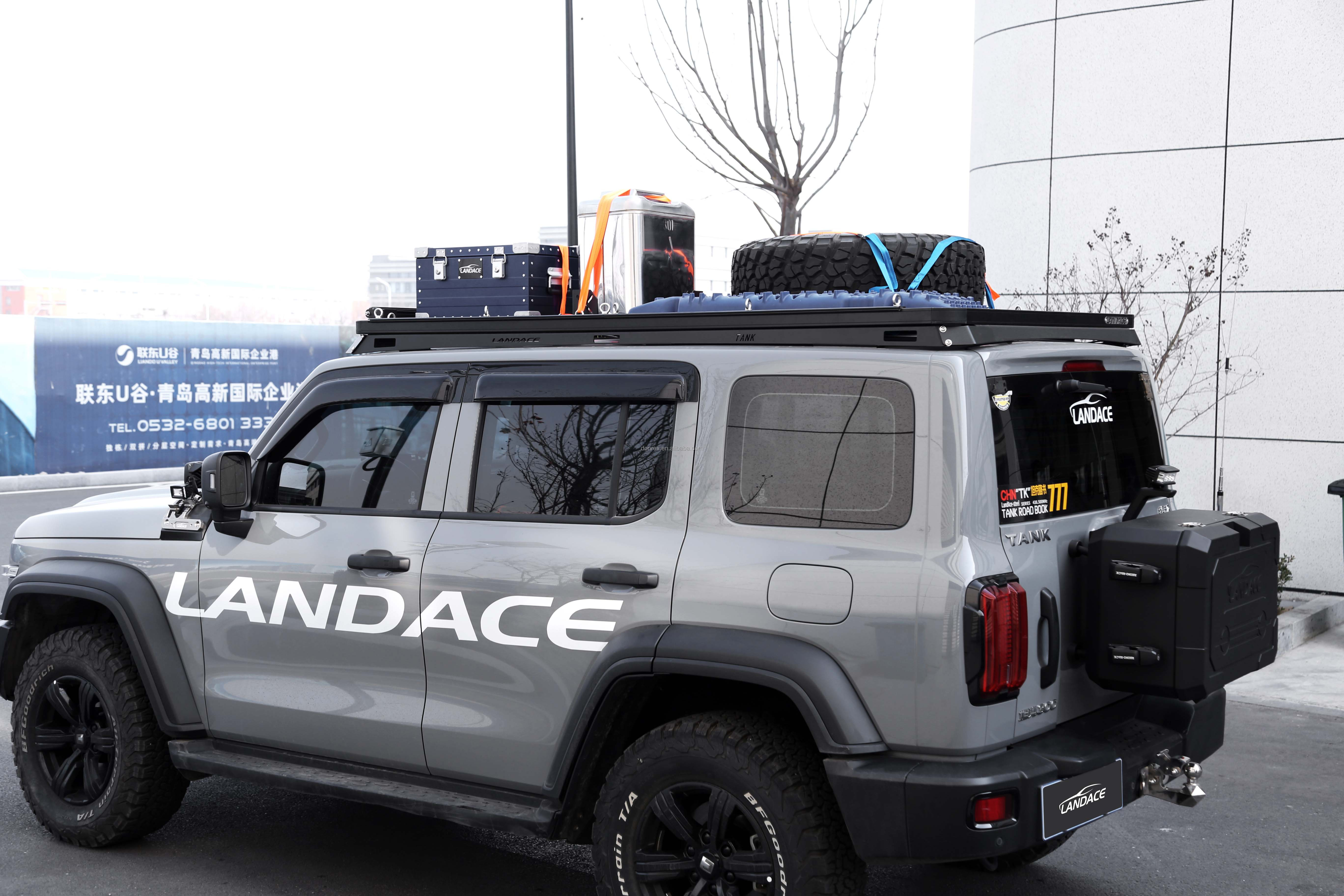 SS304 Backbone Mounting 4X4 Tank 300 Accessories Aluminum Alloy Low Profile Roof Rail Basket Cargo Car Roof Racks for GWM