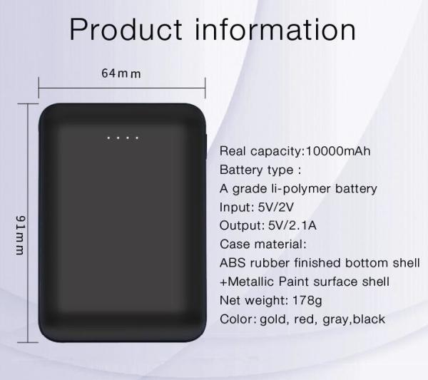 10000mah Aluminum Small size power bank black,white,pink colors,fast charge to