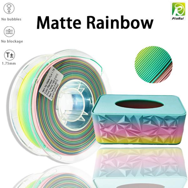 PINRUI 3D Printer Filament PLA Matte Rainbow 1.75mm 1kg Multiple Colors Fit Most