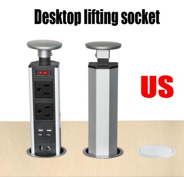 European Standard Motorized Pop Up Power Socket , USB Office Kitchen Hidden