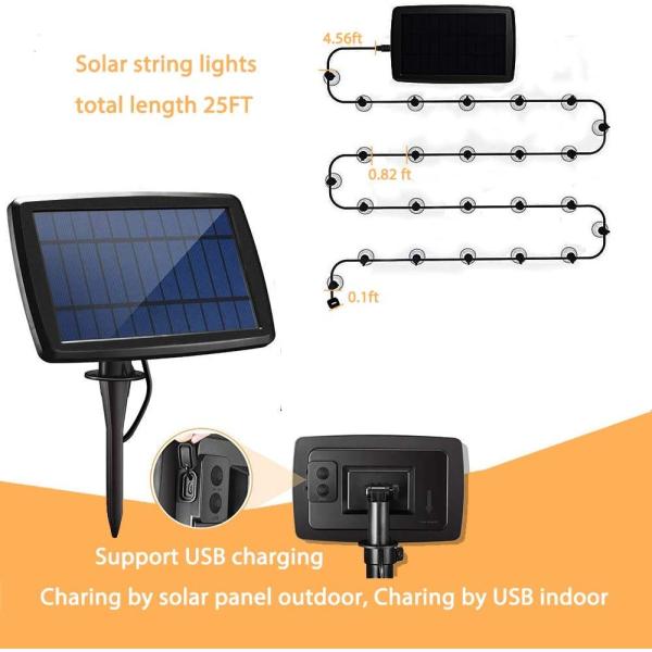 Ip44 Waterproof Solar G40 Outdoor LED Patio String Lights