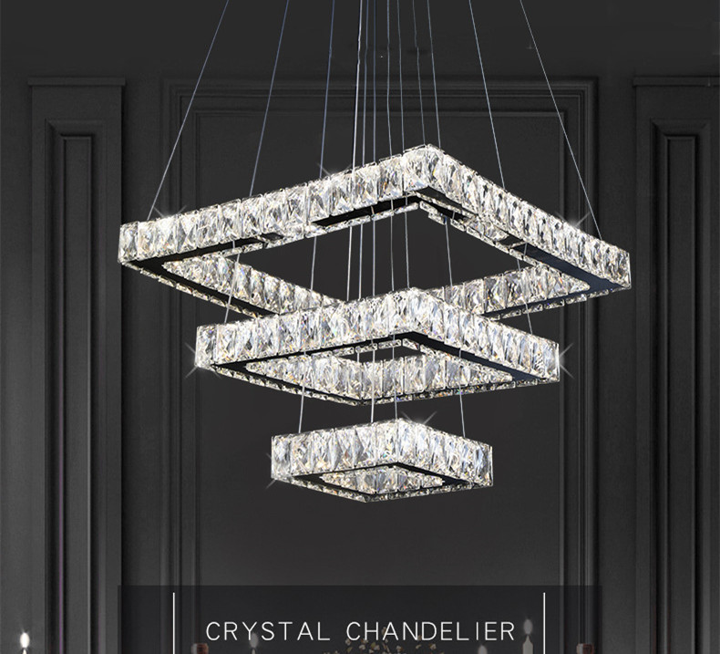 4000k LED Crystal Chrome Modern Pendant Light For Living Room
