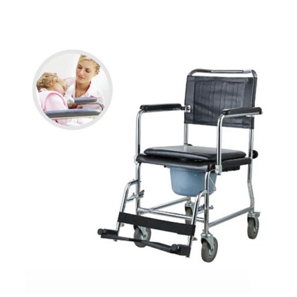 NPKA3503 Euro Mobile Commode Chair Steel Transfer Commode Wheel Chair With