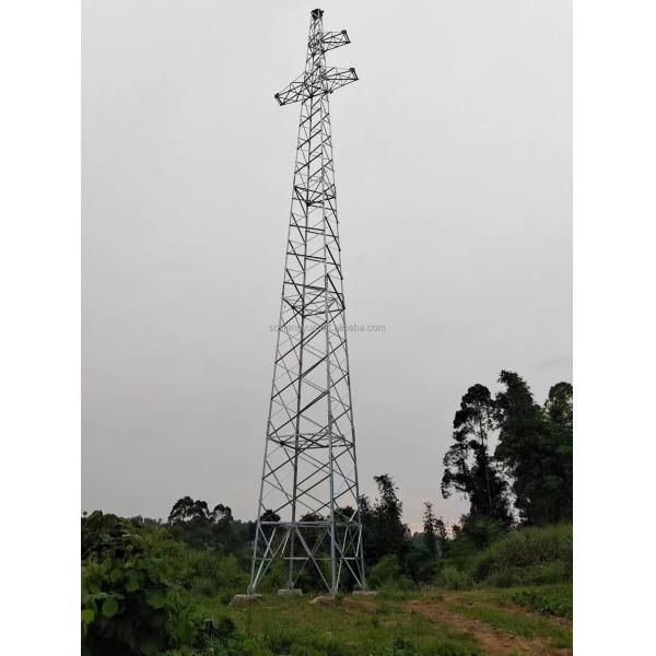 Galvanized Q235/Q355 Angle Steel Single Circuit Lattice Electrical Transmission Pylon Tower