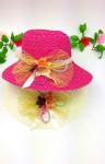 100% Paper Straw Ladies Floppy Straw Hats With Silk Flowers Decoration 85cm*42cm