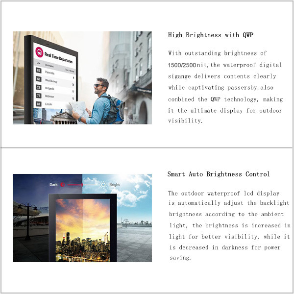 55inch High Brightness Waterproof Digital Signage Advertising Displays 2500nits