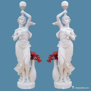 Wholesale Outdoor Garden White Marble Stone Sculpture Double Figures Weathering Resistance from china suppliers