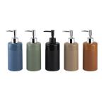 Round Ceramic Body Lotion Dispenser With Light Top Band And Mat Body Black Soap