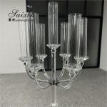 New design 7 arms crystal candle holder for wedding table decor