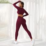 High waist ABS fitness suit long sports t-shirt suit